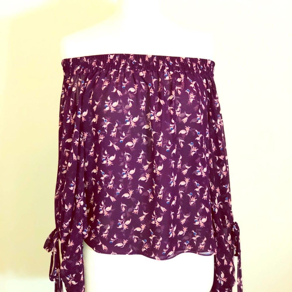 Misa  floral eggplant off the shoulder blouse